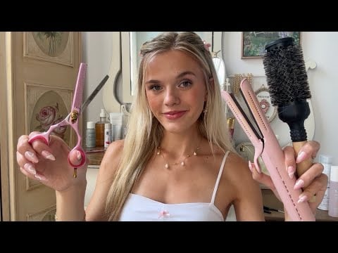 ASMR Hair Salon Roleplay 🪷🪞 (magazines, brushing, clipping, trim, styling)