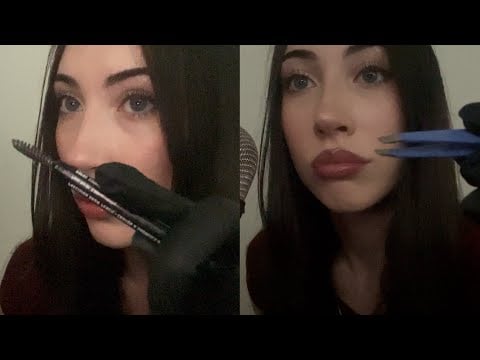 ASMR | Extra Tingly Doing Your Eyebrows: Semi Inaudible Whisper, Gloves, Spoolie & Tweezers