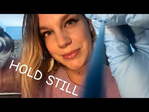 [ASMR] You Have Something In Your Eye + Massage (Gloves, Actual Camera Tapping, Roller)