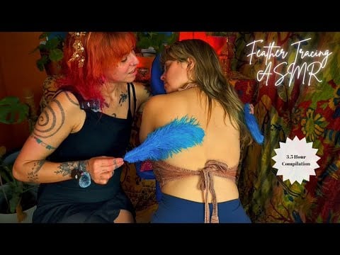Real Person ASMR, FEATHER TRACING COMPILATION | Back & Face Personal Attention [Whisper Relaxation]