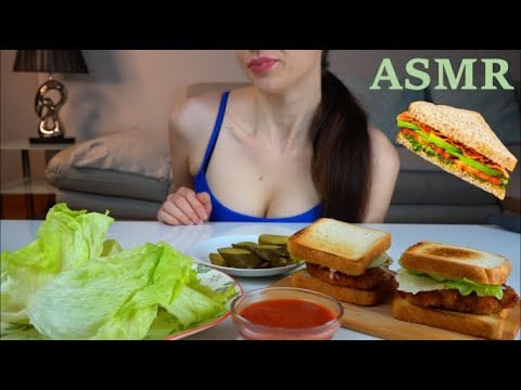 ASMR | Eating Crispy Chicken Sandwich & Pickles  | EATING SOUNDS | No Talking | Lady M. ASMR