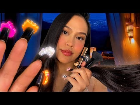 ASMR Girl Plays W/ Your Hair (Braiding, Brushing, Clipping) + 💄Makeup & Personal Attention For Sleep