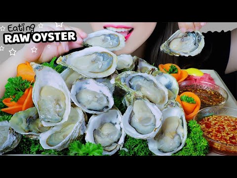 ASMR EATING RAW MILK OYSTERS X WASABI CHILI SAUCE X SWEET SOUR FISH SAUCE ,EATING SOUNDS | LINH-ASMR