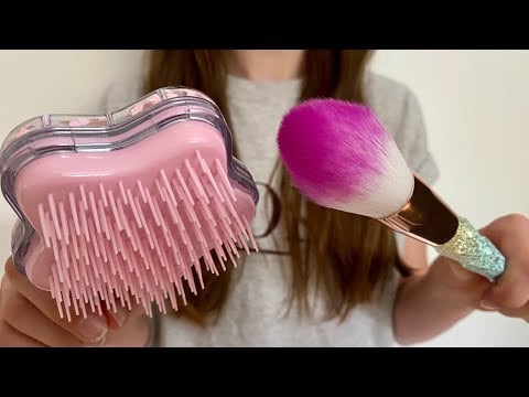 ASMR brushing your hair + doing your makeup | actual camera touching | lens brushing | lo-fi