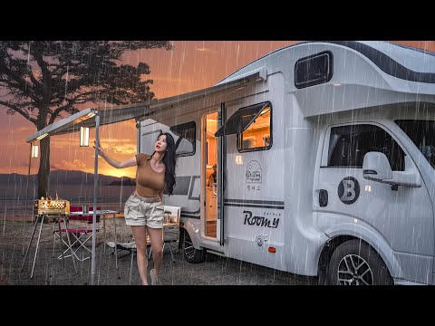 🚐 LUXURY CARAVAN CAMPING IN THE RAIN