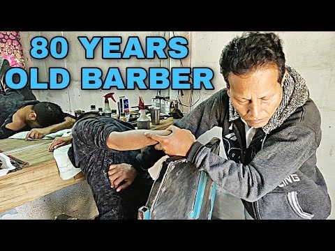 mind refreshing head and body massage by Indian Old street barber with neck cracking asmr
