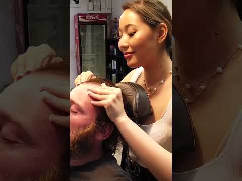 barbershop asmr massage #facemassage #backscratching #headmassage #ladybarber #hungary