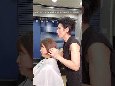 Fresh Korean Bob Cut ASMR ✂️ Soft Slim Layers for a Younger Look