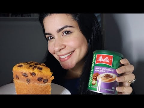 ASMR COMENDO BOLO E TOMANDO CAPUCCINO