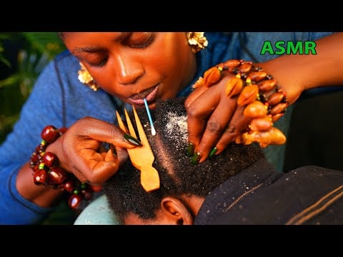 ASMR ✨soft whisper story hair parting, intense head massage, attentive hair scratching, scalp oiling