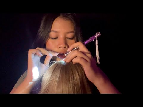 asmr wig on mic ✮ scalp check, dandruff removal, scratching, massage, hair brushing