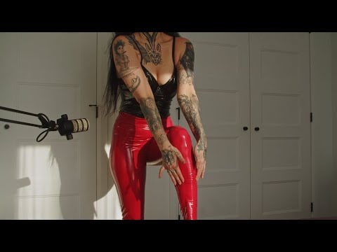 ASMR PVC Textures & Triggers | Red Shiny Leggings & Black Bodysuit Sounds (4K)