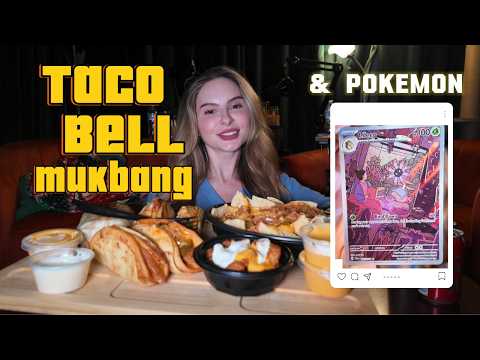 Trying Taco Bell's NEW Steak Chalupas 🌮 + Pokémon Tin Opening! (ASMR Mini Mukbang)