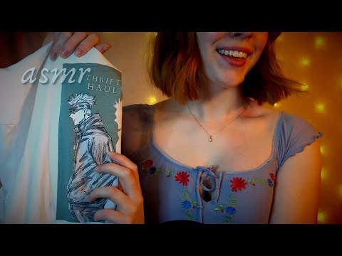 ASMR ◦Thrift Store Haul: Whisper Ramble & Fabric Sounds