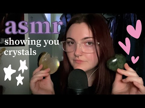 ASMR showing you my crystals !! (tapping, scratching, hand sounds + gentle ramble)