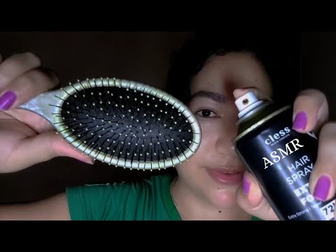 ASMR - Um Penteado Relaxante Com Escova,Pente,Spray,Chapinha e Óleos