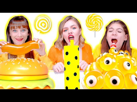 ASMR Mukbang 💛 Random Yellow Food #food #asmr #mukbang #challenge #funny