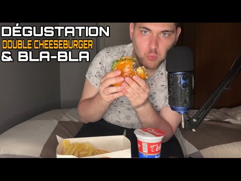 ASMR Français : DÉGUSTATION DOUBLE CHEESEBURGER & BLA-BLA 🍔