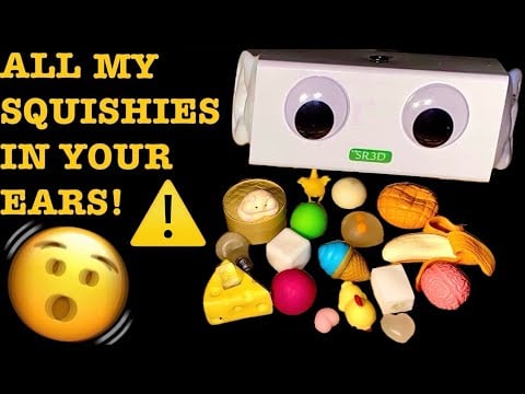 ASMR|⚠️EXPERIMENTAL FAST AGGRESSIVE! EAR MASSAGE WITH MY SQUISHIES/STRESS BALL! LOUD BINAURAL SR3D 🎧