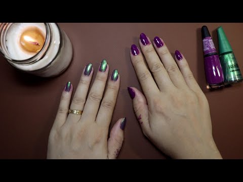 (ASMR) Pintando as Unhas c/ a Misturinha mais Linda da Vida ao Som da Vela Creptante🕯🌚 💅🏻