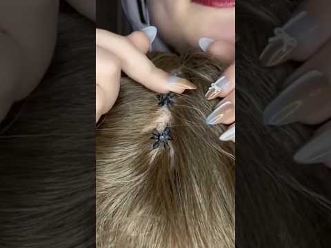 ASMR Lice Check 💆🏻‍♀️ #asmr #satisfying #visualtingle #nails #relax #tingles #asmrscratching