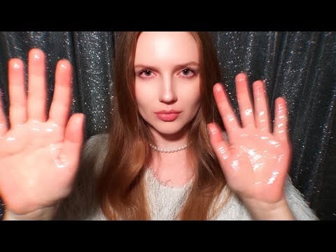 ASMR Oil Face Touching. Unintelligible Whispers. 2 Hours