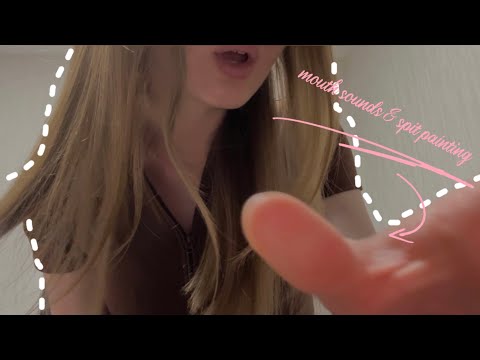 super relaxing mouth sounds & lip gloss applying / spit painting asmr / fabric scratching / ASMR 🍒🤍 
