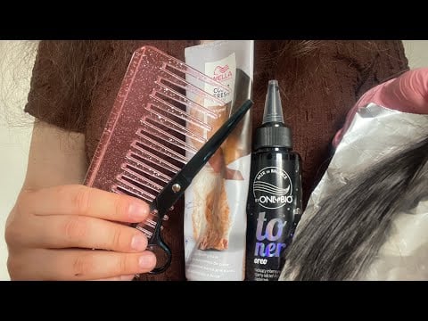 ASMR hair salon | colouring your hair, washing your head & cutting the ends | no talking 