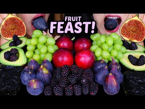 ASMR FRESH FRUIT FEAST! JUICY FIGS, BLACKBERRIES, AVOCADO, GRAPES, RED PLUMS 먹방