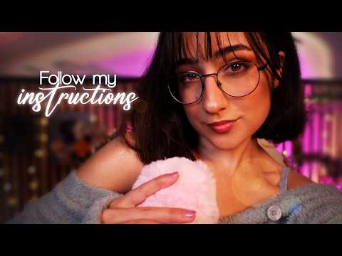 ASMR | Follow My Instructions to Sleep ❤️ (Slow Whispers & Fluffy Mic Brushing) (w/ black screen)