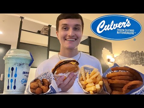 ASMR Culver’s Mukbang 🍟🍔 (burger, fries, ice cream, etc.)