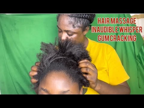 Asmr ✨inaudible hair whispering massage on my younger sister with bubblegum cracking sound.