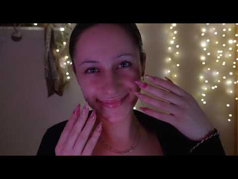 ASMR tracing and over explains my face, inhale whispers, clicky whispers