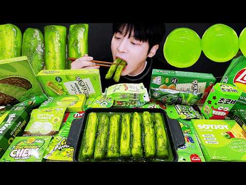ASMR MUKBANG | 직접 만든 갤럭시 꿀젤리 그린 디저트 아이스크림 먹방 & 레시피 DESSERT GALAXY HONEY JELLY CANDY