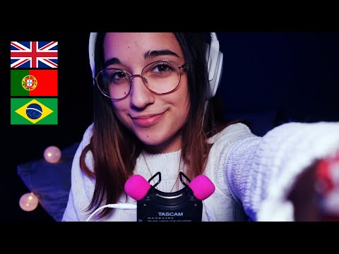 [ASMR Português Portugal/Brasil - Inglês] Ear to Ear Close Whispers | Trigger Words 🇵🇹🇧🇷🇬🇧