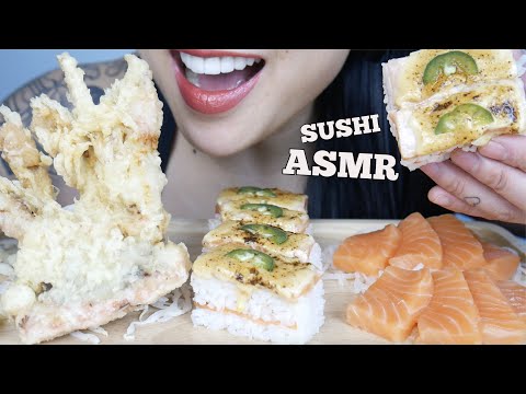 ASMR SASHIMI + BOXED SUSHI + FRIED SOFT SHELL CRAB (EATING SOUNDS) NO TALKING | SAS-ASMR