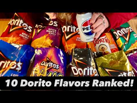 ASMR Doritos Taste Test & Rating! 10 Flavors! (Soft Spoken Version) Crunchy Chips~Crinkly Bags!