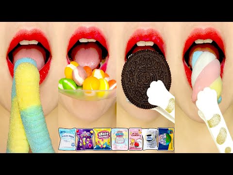 [ASMR MUKBANG] FREEZE DRIED DESSERTS EMOJI CRUNCHY FOOD EATING SOUNDS