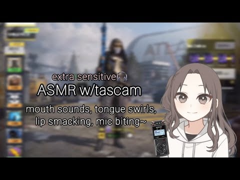 ASMR mouth sounds w/tascam🎧 (tongue swirls, lip smacking, mic biting)