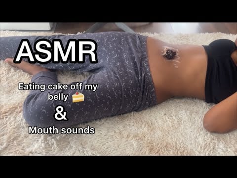 ASMR Eating Cake Off My Belly 🍰 (Mouth Sounds & Belly Tracing – Faceless)