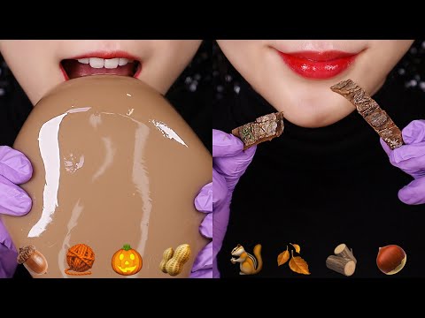 AUTUMN EMOJI MUKBANG ASMR TIKTOK EMOJI FOOD CHALLENGE #31 🐿️
