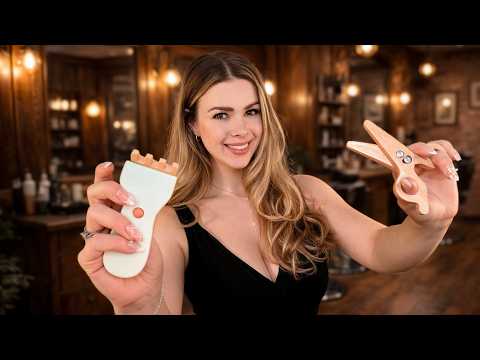 ASMR WOODEN SHAVE & HAIRCUT 🪒 Barber Roleplay, Layered Sounds