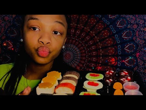 ASMR gummy sushi platter mukbang + short q&a (ft. my brother)