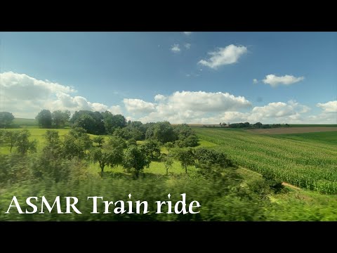 ASMR 🌙 German countryside from train - White noise and visuals from ICE train (indistinct chatter)