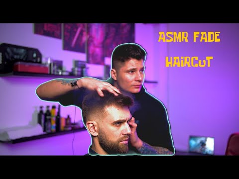 Короткая мужская стрижка и создание бороды с переходом и яркими звуками ASMR | Haircut and shave