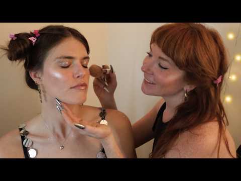 ASMR Girl in Back of Class 💖 dress styling, hair & glitter make-up w/ @xokatieASMR
