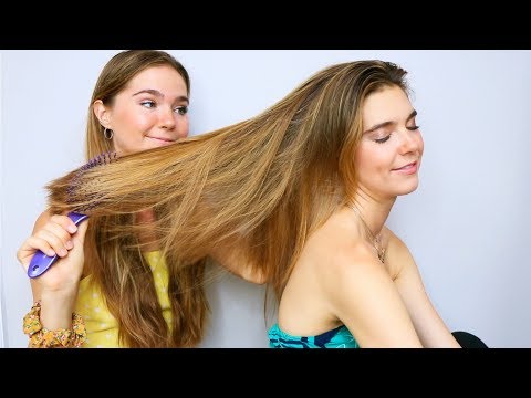 ASMR TWINS Hair Brushing To Relax  + Softly Singing & Chit Chatting