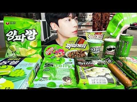 ASMR MUKBANG | 편의점 꿀젤리 그린 디저트 먹방 불닭 딸기맛 초콜릿 & PINK DESSERT HONEY JELLY CANDY