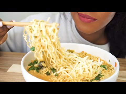 ASMR Eating: CHEESY RAMEN NOODLES | Vegan | Whispering