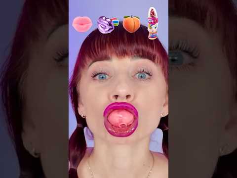 ASMR Lips Lollipop, Gummy Strawberry, Giant Lollipop  #mukbang #challenge